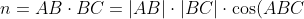n=AB\cdot BC=|AB|\cdot|BC|\cdot\cos(ABC)=a\cdot a\cos(60)=\frac{a^2}2